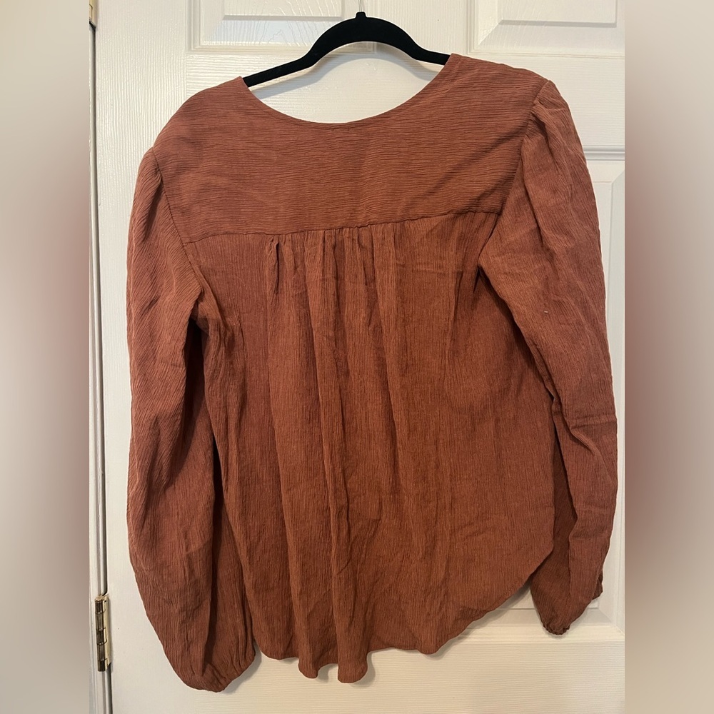 Free People Small Rust‎ Draped Blouse Boho Western - Picture 3 of 4